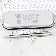Personalised Teacher Trophy Pen and Box Set