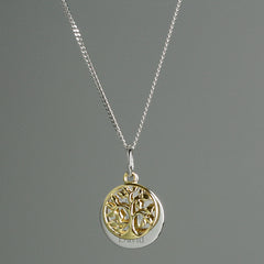 Personalised Sterling Silver & 9ct Gold Family Tree Of Life Necklace