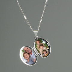 Personalised Sterling Silver Oval Locket Necklace