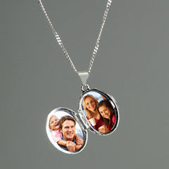 Personalised Sterling Silver Oval Locket Necklace