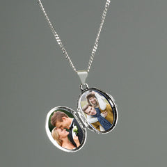 Personalised Sterling Silver Oval Locket Necklace