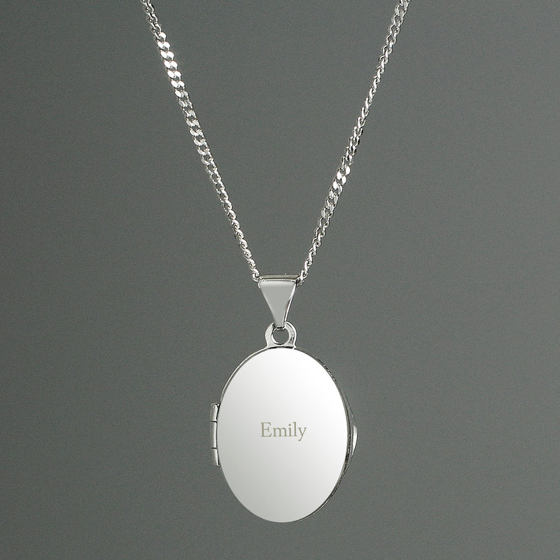 Personalised Sterling Silver Oval Locket Necklace