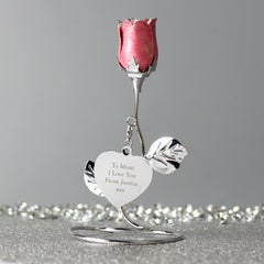 Personalised Free Text Pink Rose Bud Ornament