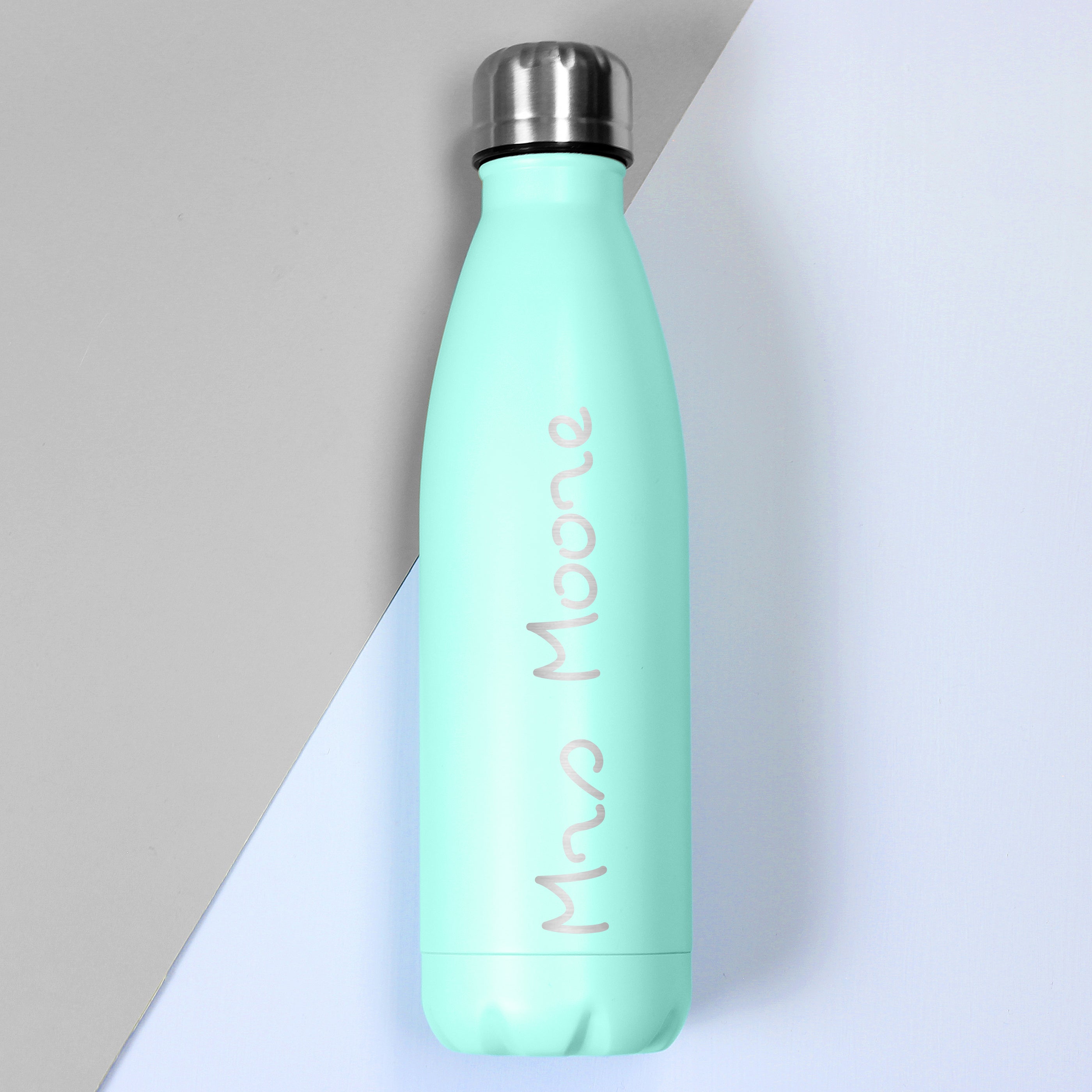 Personalised Name Only Mint Green Metal Insulated Drinks Bottle