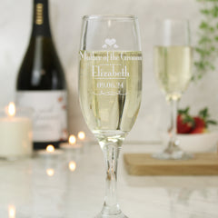 Personalised Decorative Wedding Mother of the Groom Glass Flute