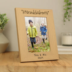 Personalised Grandchildren 5x7 Oak Finish Photo Frame