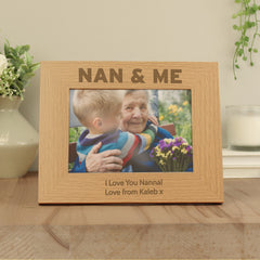 Personalised Nan & Me 5x7 Landscape Oak Finish Photo Frame