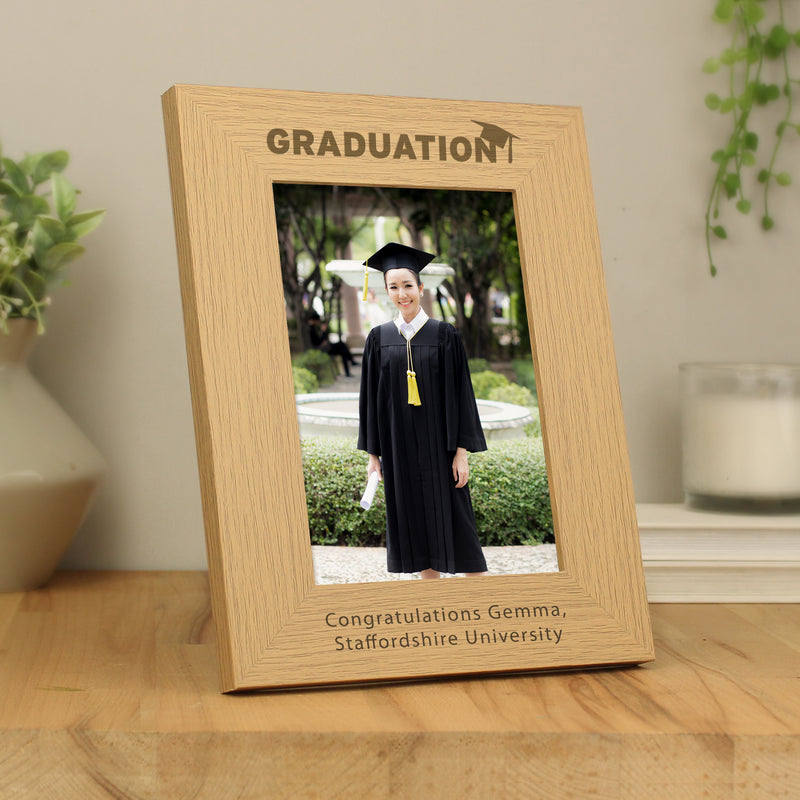 Personalised Graduation 5x7 Oak Finish Photo Frame