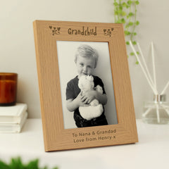 Personalised Grandchild 5x7 Oak Finish Photo Frame