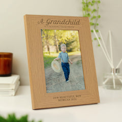 Personalised 'A Grandchild is a Blessing' 5x7 Oak Finish Photo Frame