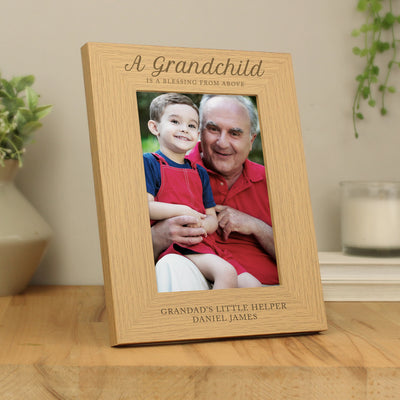 Personalised 'A Grandchild is a Blessing' 5x7 Oak Finish Photo Frame