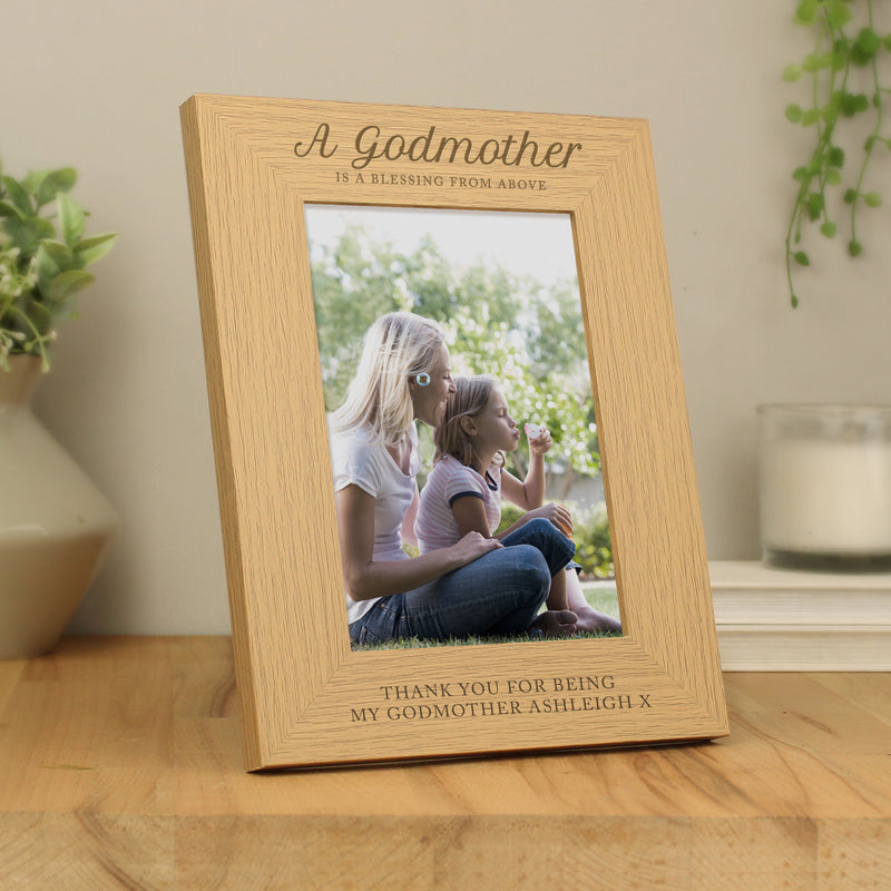 Personalised Godmother 5x7 Oak Finish Photo Frame