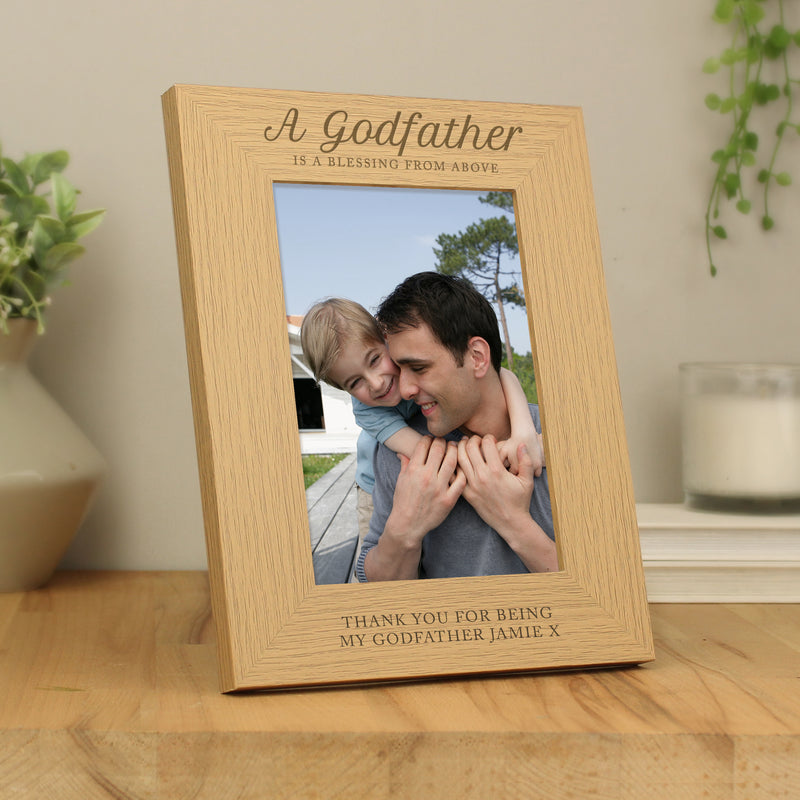 Personalised Godfather 5x7 Oak Finish Photo Frame