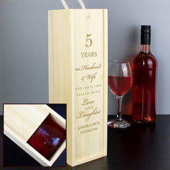 Personalised Anniversary Wooden Wine Bottle Box