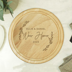 Personalised Laurel Round Wooden Chopping Board