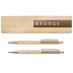 Personalised Name Only Wooden Pen and Pencil Set