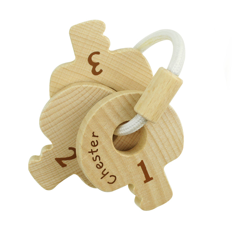 Personalised Name Only Wooden Baby Keys