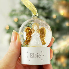 Personalised Name Only Angel Glitter Snow Globe Tree Decoration