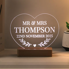 Personalised Wedding Heart LED Light