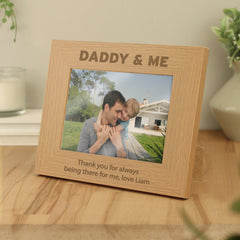 Personalised Daddy & Me 5x7 Landscape Oak Finish Photo Frame