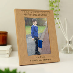 Personalised My First Day at School 5x7 Oak Finish Photo Frame