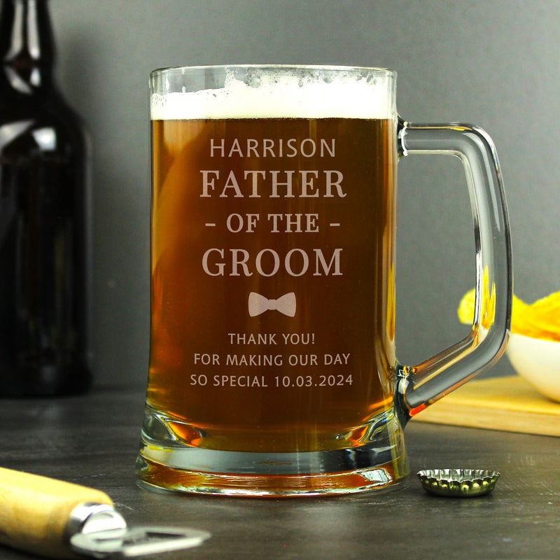 Personalised Father of the Groom Pint Stern Tankard