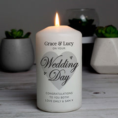 Personalised On Your Wedding Day Pillar Candle