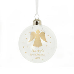 Personalised Gold Angel Glass Bauble
