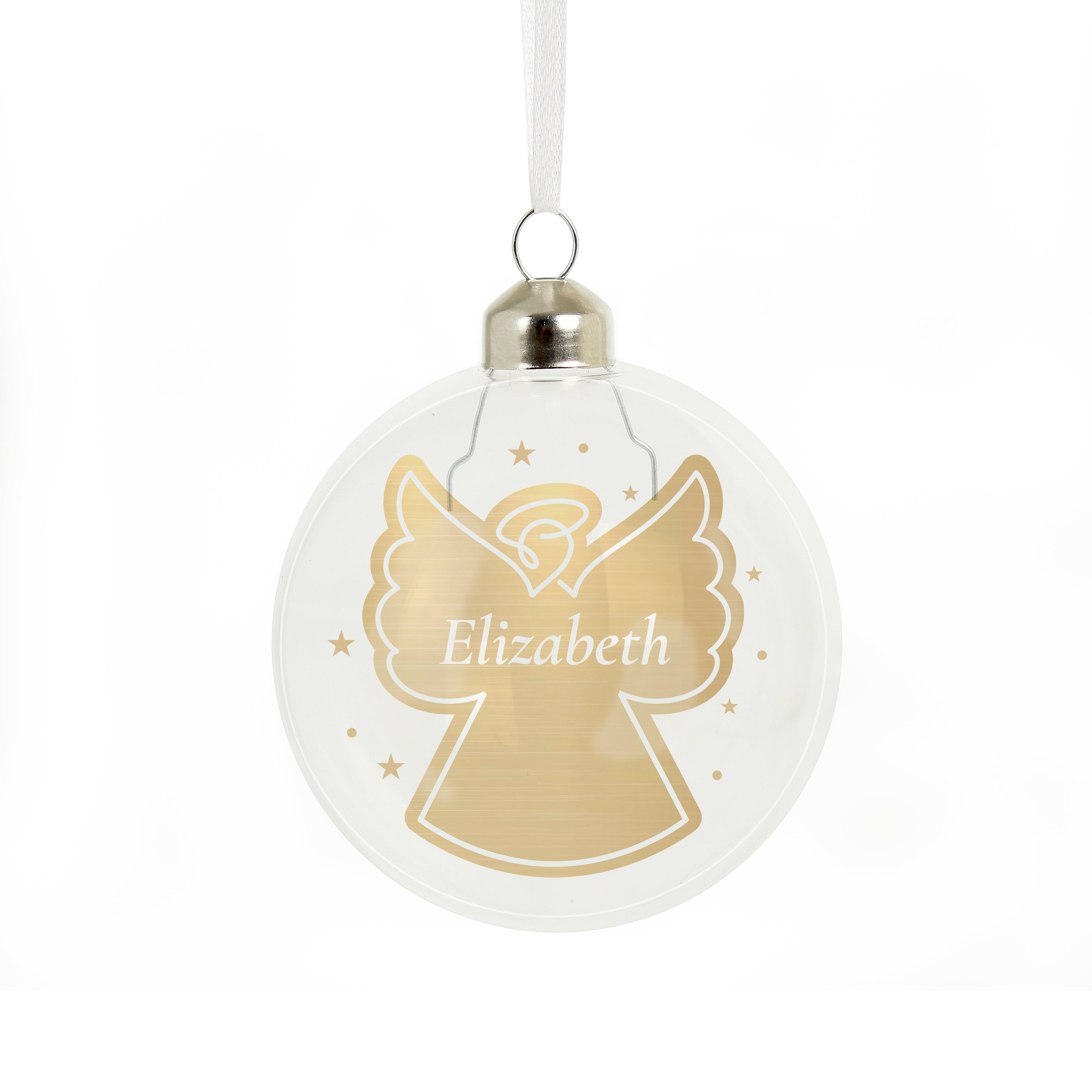 Personalised Gold Angel Name Only Glass Bauble