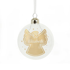 Personalised Gold Angel Name Only Glass Bauble