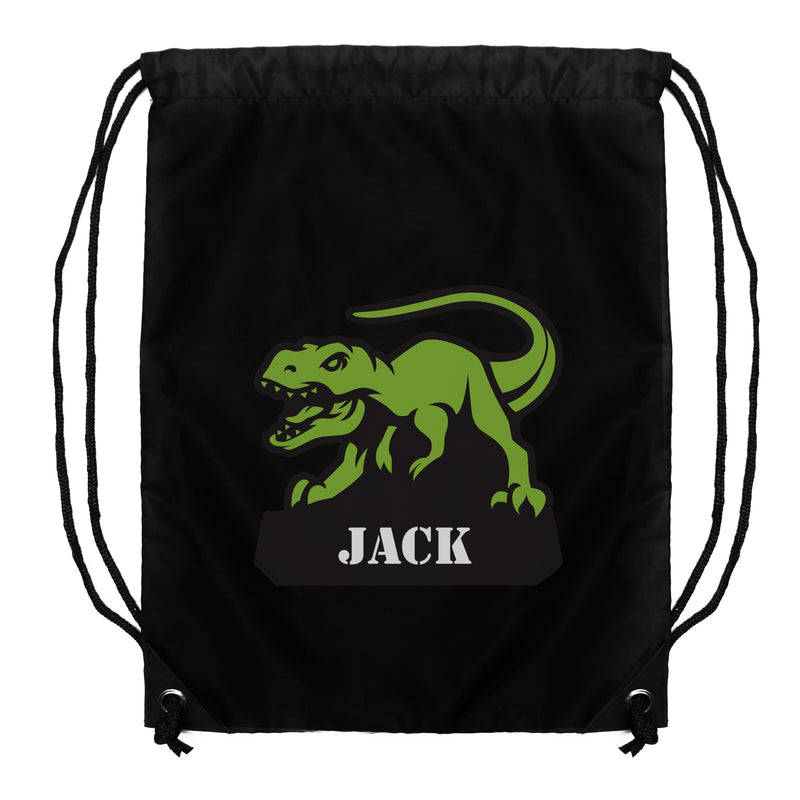 Personalised Dinosaur Black Kit Bag