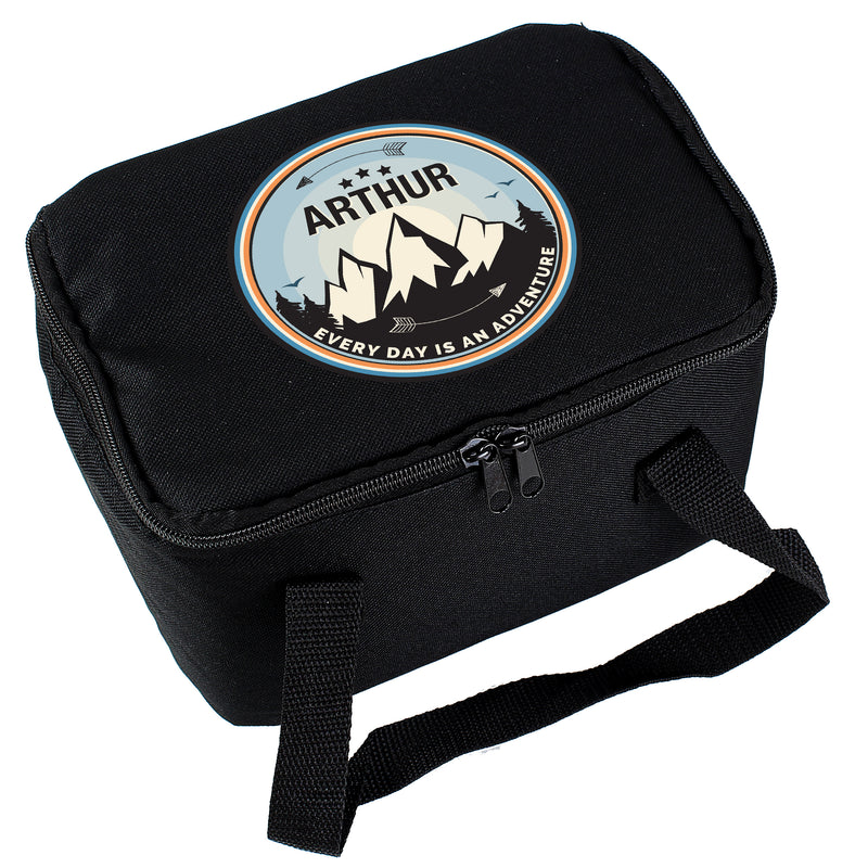 Personalised Adventure Black Lunch Bag