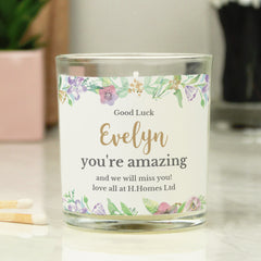 Personalised Floral Watercolour Scented Jar Candle