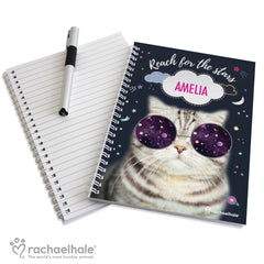 Personalised Rachael Hale Space Cat A5 Notebook