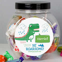Personalised 'Be Roarsome' Dinosaur Sweet Jar