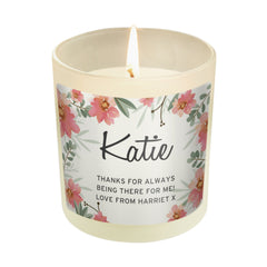 Personalised Floral Sentimental Scented Jar Candle