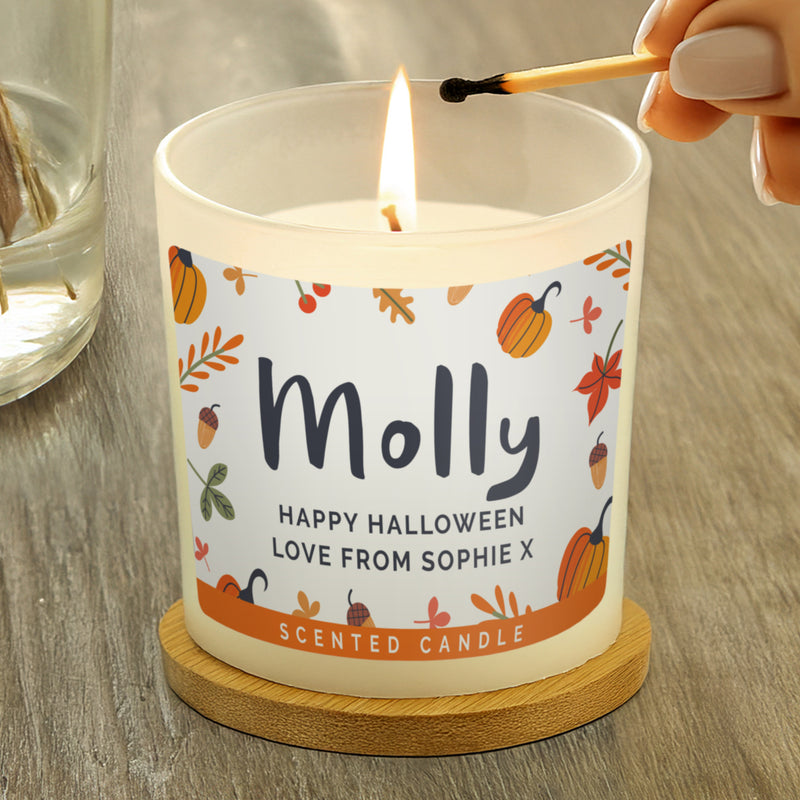 Personalised Pumpkin Border Scented Jar Candle