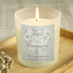 Personalised 25th Silver Wedding Anniversary Candle Jar