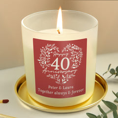 Personalised 40th Ruby Wedding Anniversary Candle Jar