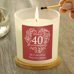 Personalised 40th Ruby Wedding Anniversary Candle Jar