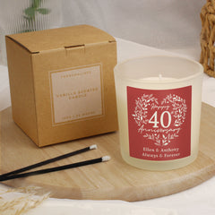 Personalised 40th Ruby Wedding Anniversary Candle Jar