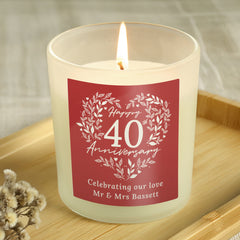 Personalised 40th Ruby Wedding Anniversary Candle Jar