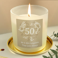 Personalised 50th Golden Wedding Anniversary Candle Jar