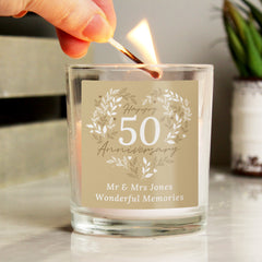 Personalised 50th Golden Wedding Anniversary Candle Jar