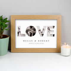 Personalised LOVE Photo Upload Oak A4 Framed Print