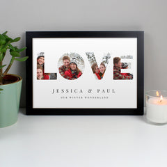 Personalised LOVE Photo Upload Black A4 Framed Print