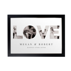 Personalised LOVE Photo Upload Black A4 Framed Print