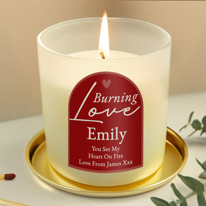 Personalised Burning Love Candle Jar