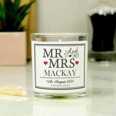 Personalised Mr & Mrs Scented Jar Candle