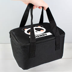 Personalised Panda Black Lunch Bag